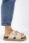 Tulipan Women's Beige Slippers with Genuine Leather Straps - 2