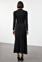 Black Fitted/Fitted Stand Collar Long Sleeve Flexible Maxi Knitted Dress Twoaw25El00099 - 4