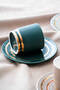 Julia Line Pattern Gold Gilt Colored 6 Person 90 ml Porcelain Coffee Cup Set 0094 - 3