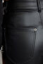 Siyah Relaxed/Rahat Straight/Boru Paça Dikiş Detaylı Örme Deri Pantolon TWOAW25PL00068 - 4