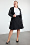Black Rose Patterned Knitted Large Size Skirt - 2