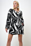 Women's Black Patterned Waist Belted Oversize Knitwear Cardigan Prm1073 - 5