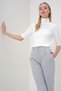 Women's White Turtleneck Half Sleeve Knitwear Blouse Alc-X13007 - 3
