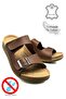 Velcro and Buckle Double Tape Light Sole Faux Leather Men's Slippers 521/5 Tan - 4
