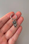 Unisex Silver Design Owl Figured Steel Hoop Earrings
