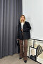 Black Double-breasted Collar Lined Padded Blazer Jacket - 3
