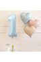 1 Year Old Blue Number Foil Balloon Retro Blue Pink Satin Heart Foil Balloon Birthday Balloon Set