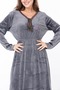 Women's Long Sleeve Velvet Dress - 3
