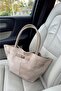 Women's Stone Suede Leather Long Strap Magnet Closure Shoulder & Hand Bag - 2
