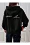 Urban Life Style Sweatshirt - Black Printed Oversize Hooded Sweatshirt