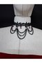 Zeta2 Lace Detailed Chain and Stone Neck Collar Black