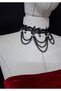 Zeta2 Lace Detailed Chain and Stone Neck Collar Black - 4
