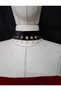 Zeta+3 Heart Pearl Detailed Bird Eye Velvet Neck Collar Black
