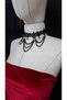 Zeta2 Lace Detailed Chain and Stone Neck Collar Black - 5