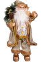 New Year's Santa Claus with Gift Sack and Plush Bear Decoration, Gold - 45 cm