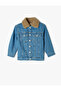Denim Jacket Plush Detailed Capped Pocket Cotton Long Sleeve - 3