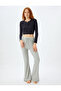 Long Sleeve Round Neck Button Knitted Crop Sleepwear Top - 2