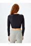 Long Sleeve Round Neck Button Knitted Crop Sleepwear Top - 4