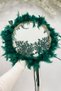 Vip Appliqued Feathered Bridal Tambourine Green, Bridesmaid Wedding Henna Night Circumcision Bachelorette Bride 30cm 1 Piece