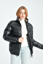 Women's Parachute Fabric Puffer Jacket with Stand Collar and Zipper Pocket