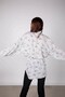 White Bird Patterned Long Shirt with Gather Detail on the Waist - 5