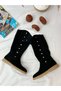 Black Suede (Date) Button Detail Women's Boots