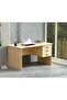 Solama Writing Table With Hanging Drawers And Round Desktop Power Module - Oak - 4
