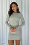 Crew Neck Back Low-Cut Soft Textured Knitwear Women's Dress - Gray - 3