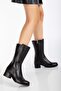 Women's Genuine Leather Classic Zipper Boots - Black