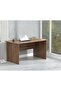 Modern Writing Study Table With Round Desktop Power Module - Brown - 4