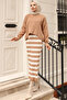6088 Turtleneck Striped Gilet Knitwear Set Mink - 4