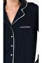 Women's Navy Blue Long Sleeve Buttoned Pajama Set - Soft and Comfortable Fabric - 7