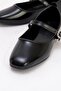 Women's Belted Stoned Blunt Toe Ballerinas Black Wrinkled - 4