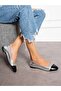 Flos Silver Crochet Bow Detailed Women's Ballerinas - 3