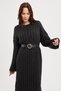 Women's Anthracite Bicycle Collar Hair Braided Tricot Dress - 6