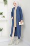 Shawl Collar Pocket Knitwear Cardigan Indigo Hm2534 - 3