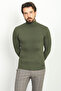 Striped Slim Fit Full Turtleneck Men's Sweater Khaki - 11418.22K
