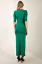 Women's Emerald Green Belted Long Evening Dress - 5