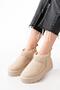 Ndr-2850 Beige Suede Fur Lined Winter Closed Toe Women's Casual Slippers