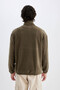 Comfort Regular Fit Comfortable Fit Stand Collar Printed Fleece Sweatshirt - 5