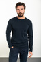 Plain Slim Fit Long Sleeve Crew Neck Men's T-Shirt Navy Blue - 36671.21K