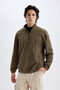 Comfort Regular Fit Comfortable Fit Stand Collar Printed Fleece Sweatshirt