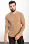 Patterned Slim Fit Crew Neck Long Sleeve Men's T-Shirt Beige - 36803.23K - 4