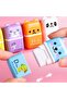6 Pcs Cute Pencil Eraser, Cartoon Animal Themed Roller Colorful Rectangle Eraser, Pencil E... - 7