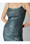 Long Sequined Dress with Thin Straps Slim Fit Square Neckline - 5