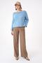 Women's Soft Textured Comfortable Fit Boat Neck Knitwear Sweater Blue 25W3015 - 3