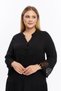 Plus Size Dress with Sleeve and Skirt Lace Detail Pompom Black - 5