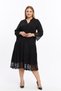 Plus Size Dress with Sleeve and Skirt Lace Detail Pompom Black - 2
