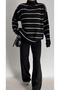 Dark Black Premium Yarn Sweater Trousers Double Knitwear Set - 6