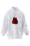 Unisex Premium Cotton White Boxing Gloves Red Printed 3 Thread Hooded Sweatshirt